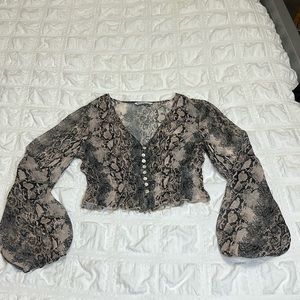 Stradivarius snake print mesh top